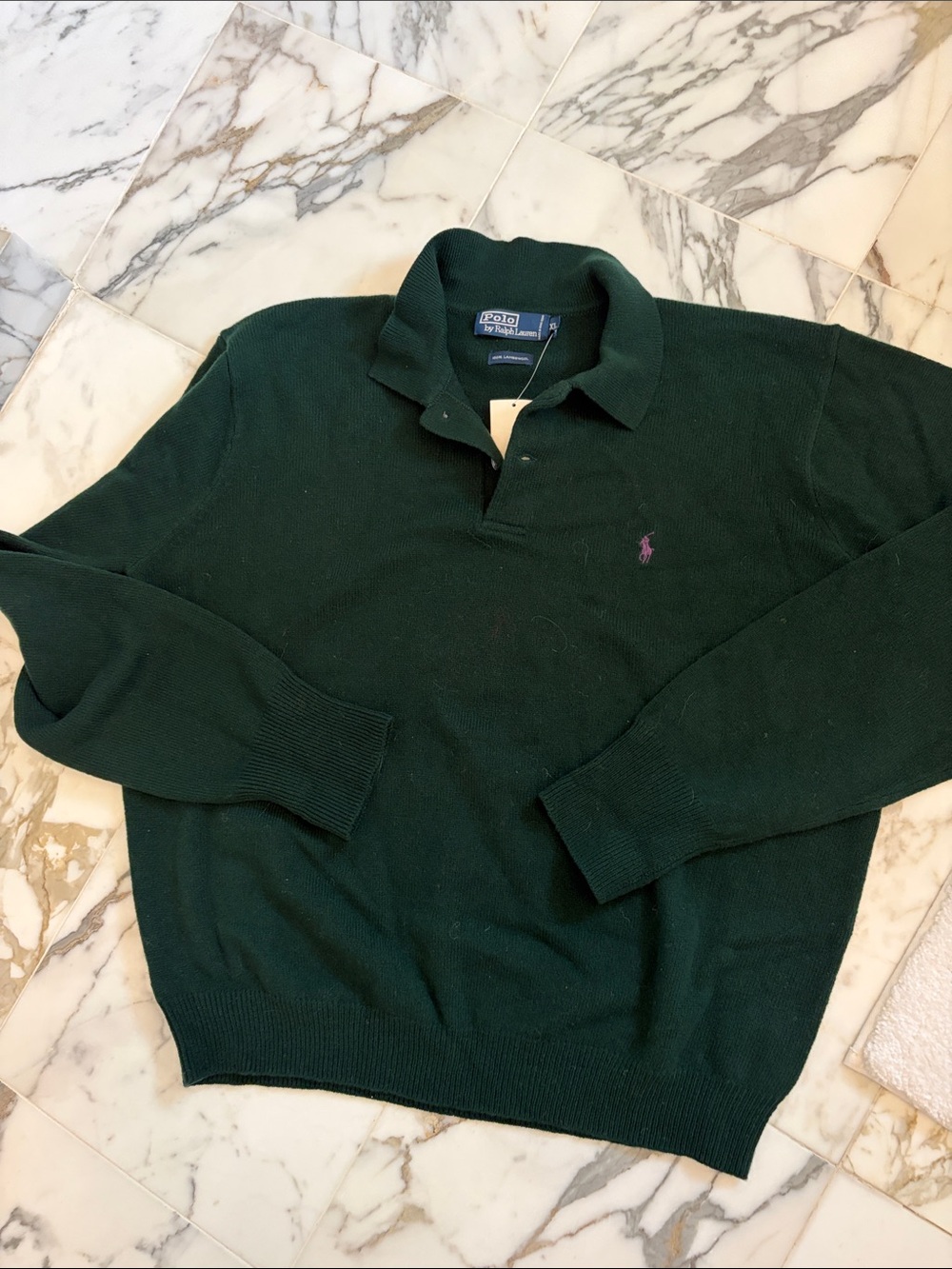 Polo by Ralph Lauren Dark Green Long-Sleeve Polo Sweater NWT